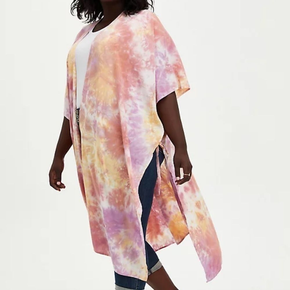 TORRID PINK TIE DYE LONGLINE RUANA